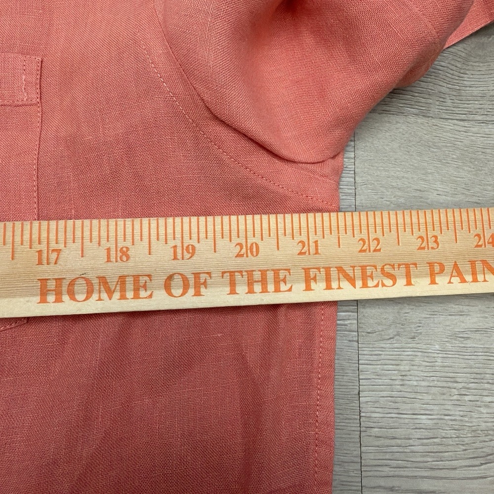 Todd Snyder Loop Collar Camp Shirt Men's Medium Coral 100% Linen - Picture 8 of 10